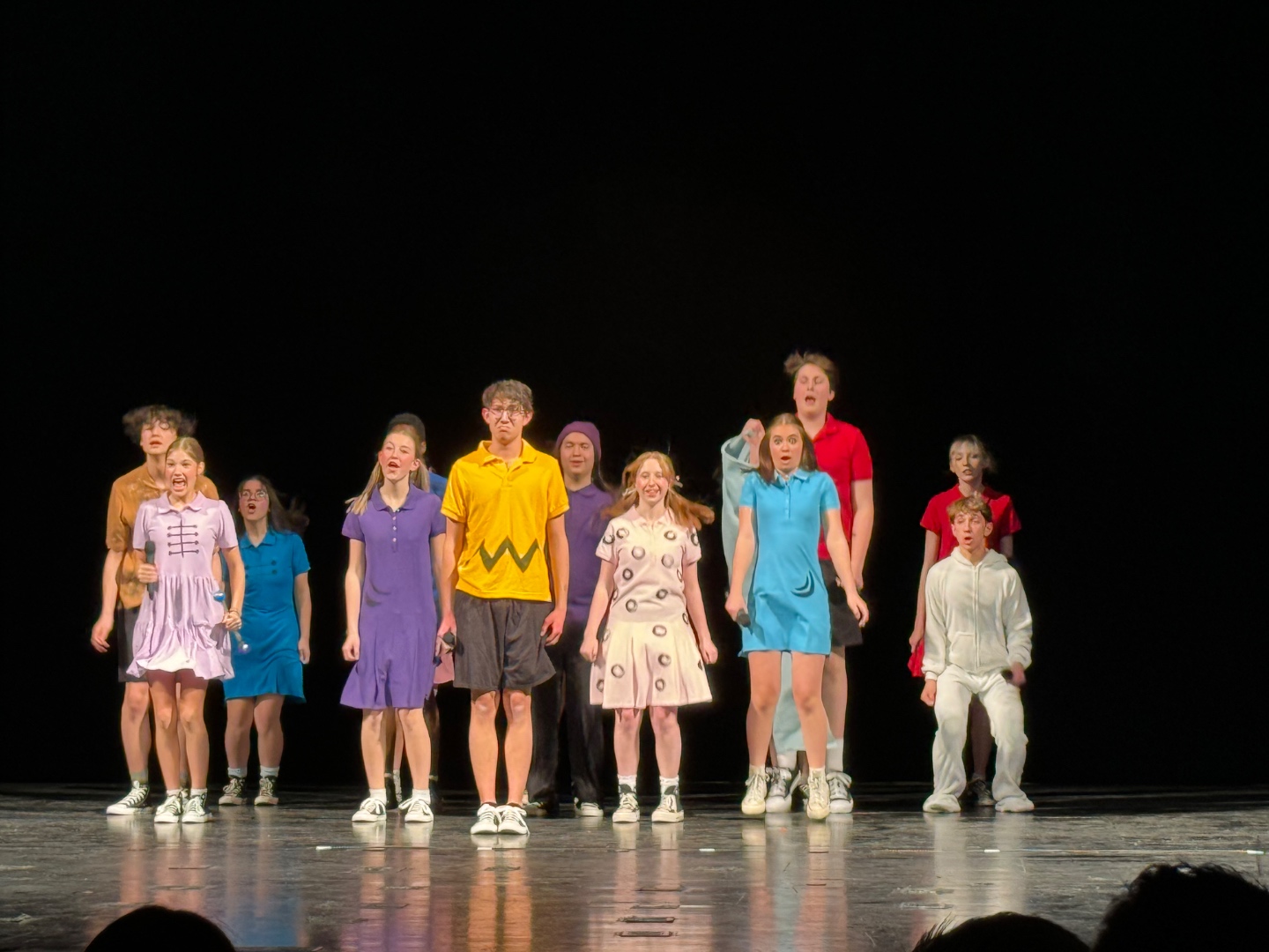 Charlie Brown school musical production on stage, SwissMixx Audio school theatre sound Meridian Idaho