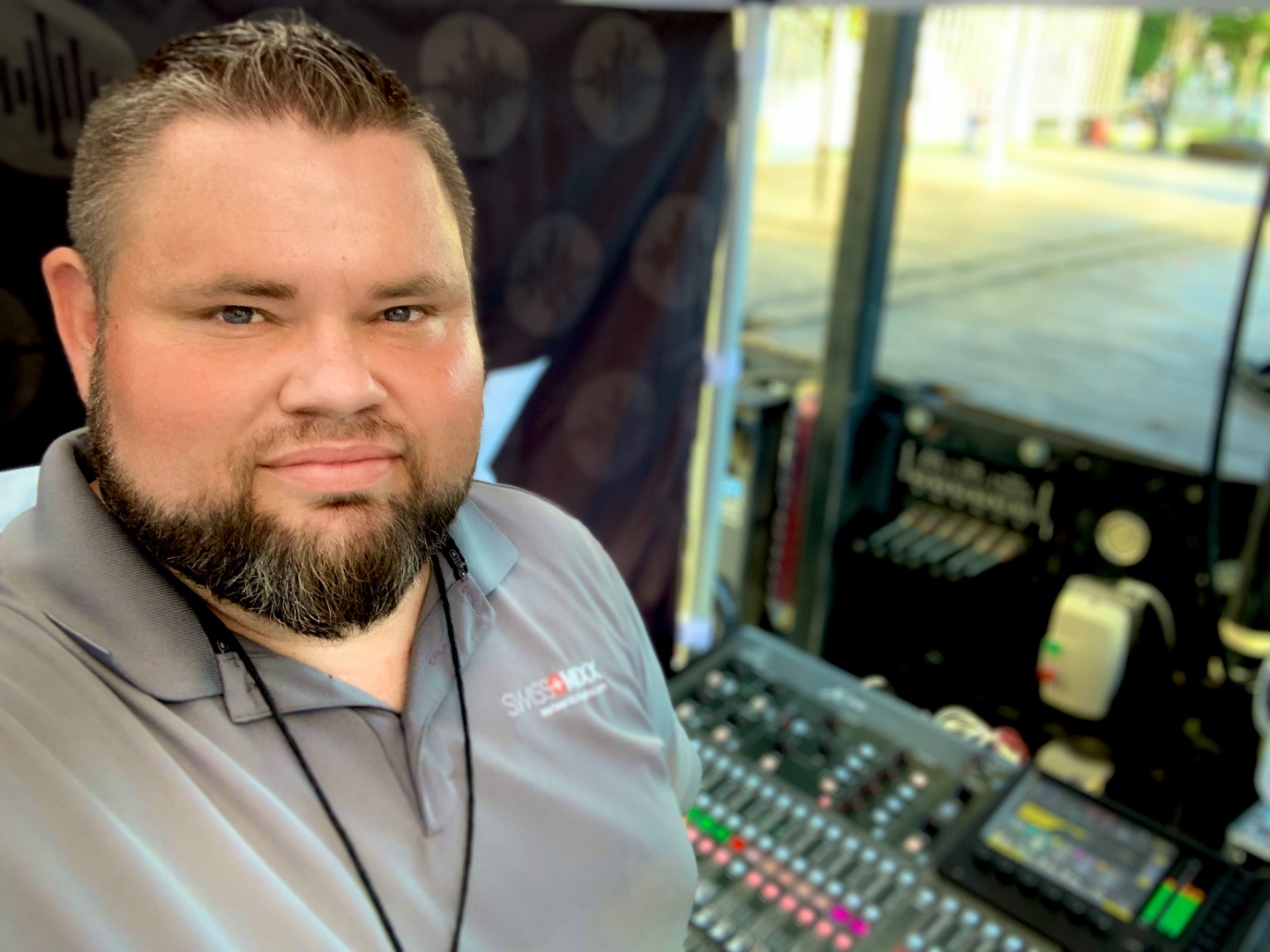Mark Christiansen at the FOH mixing console during a live show, SwissMixx Audio live event sound Treasure Valley Idaho