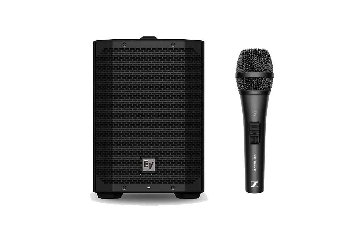 DIY wedding ceremony sound package rental Boise Idaho with battery powered speaker and wireless microphone from SwissMixx Audio