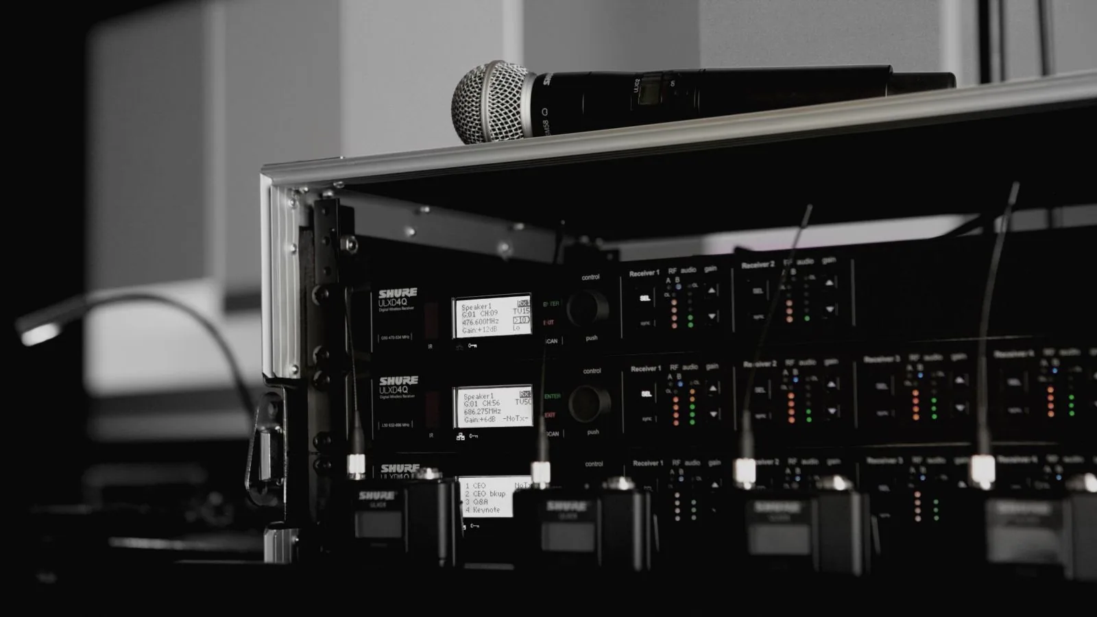Shure ULXD wireless microphone rack system available for rental in the Treasure Valley, SwissMixx Audio